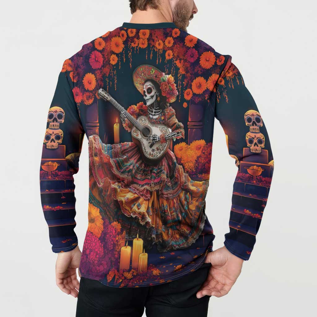 Mexican La Catrina Skeletons Dancing Button Sweatshirt Dia de Los Muertos Verion 1 LT9 - Wonder Print Shop