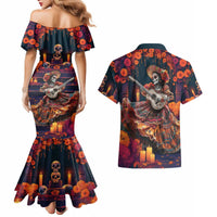 Mexican La Catrina Skeletons Dancing Couples Matching Mermaid Dress and Hawaiian Shirt Dia de Los Muertos Verion 1 LT9 - Wonder Print Shop