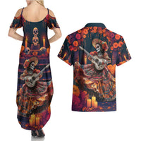 Mexican La Catrina Skeletons Dancing Couples Matching Summer Maxi Dress and Hawaiian Shirt Dia de Los Muertos Verion 1 LT9 - Wonder Print Shop
