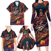 Mexican La Catrina Skeletons Dancing Family Matching Long Sleeve Bodycon Dress and Hawaiian Shirt Dia de Los Muertos Verion 1 LT9 - Wonder Print Shop
