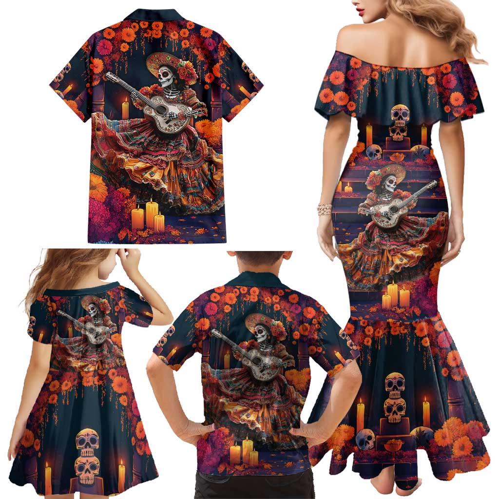 Mexican La Catrina Skeletons Dancing Family Matching Mermaid Dress and Hawaiian Shirt Dia de Los Muertos Verion 1 LT9 - Wonder Print Shop