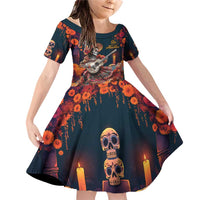 Mexican La Catrina Skeletons Dancing Family Matching Off Shoulder Short Dress and Hawaiian Shirt Dia de Los Muertos Verion 1 LT9 - Wonder Print Shop