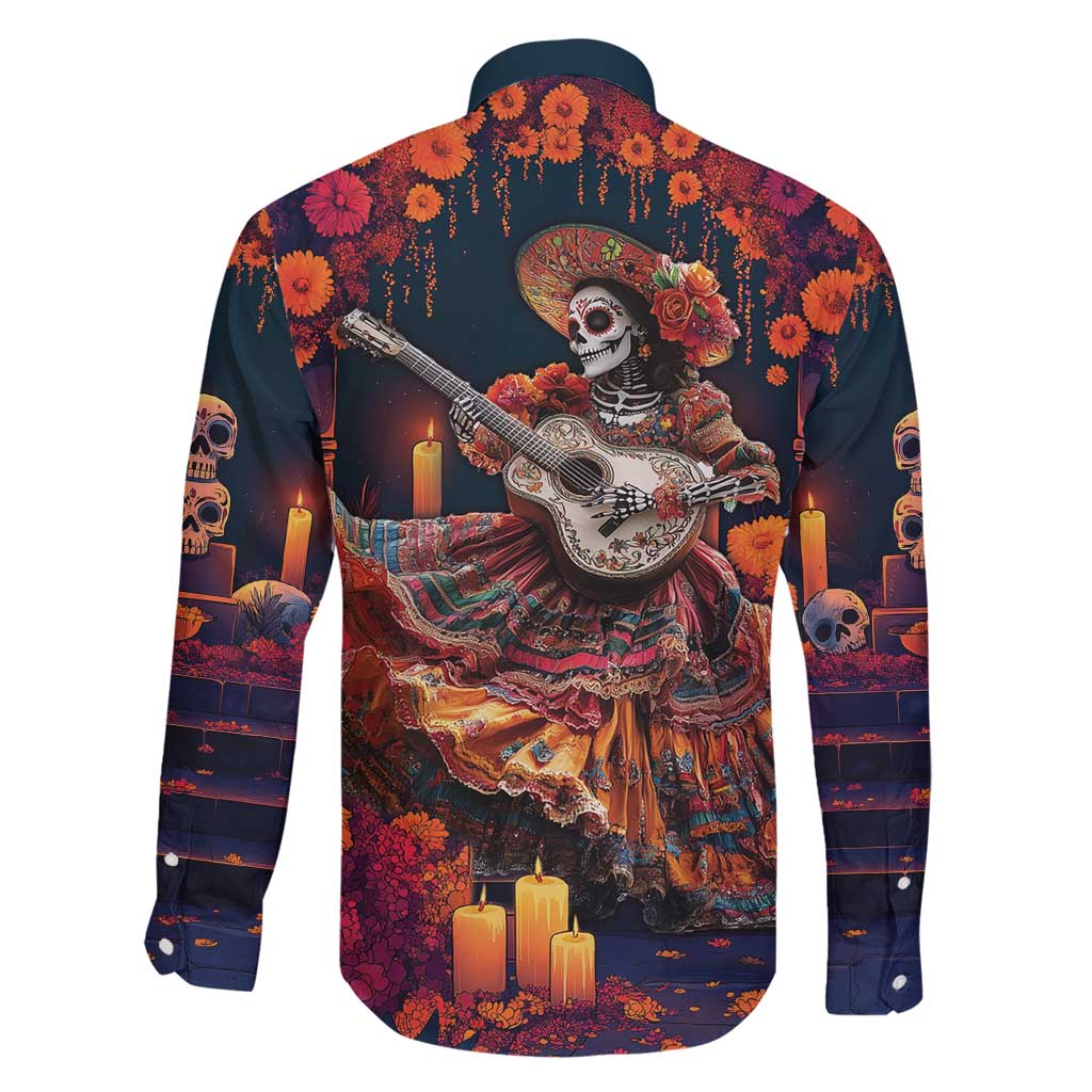 Mexican La Catrina Skeletons Dancing Family Matching Off Shoulder Short Dress and Hawaiian Shirt Dia de Los Muertos Verion 1 LT9 - Wonder Print Shop