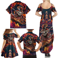 Mexican La Catrina Skeletons Dancing Family Matching Summer Maxi Dress and Hawaiian Shirt Dia de Los Muertos Verion 1 - Wonder Print Shop