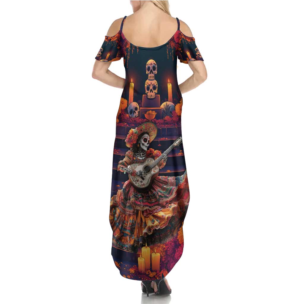 Mexican La Catrina Skeletons Dancing Family Matching Summer Maxi Dress and Hawaiian Shirt Dia de Los Muertos Verion 1 - Wonder Print Shop
