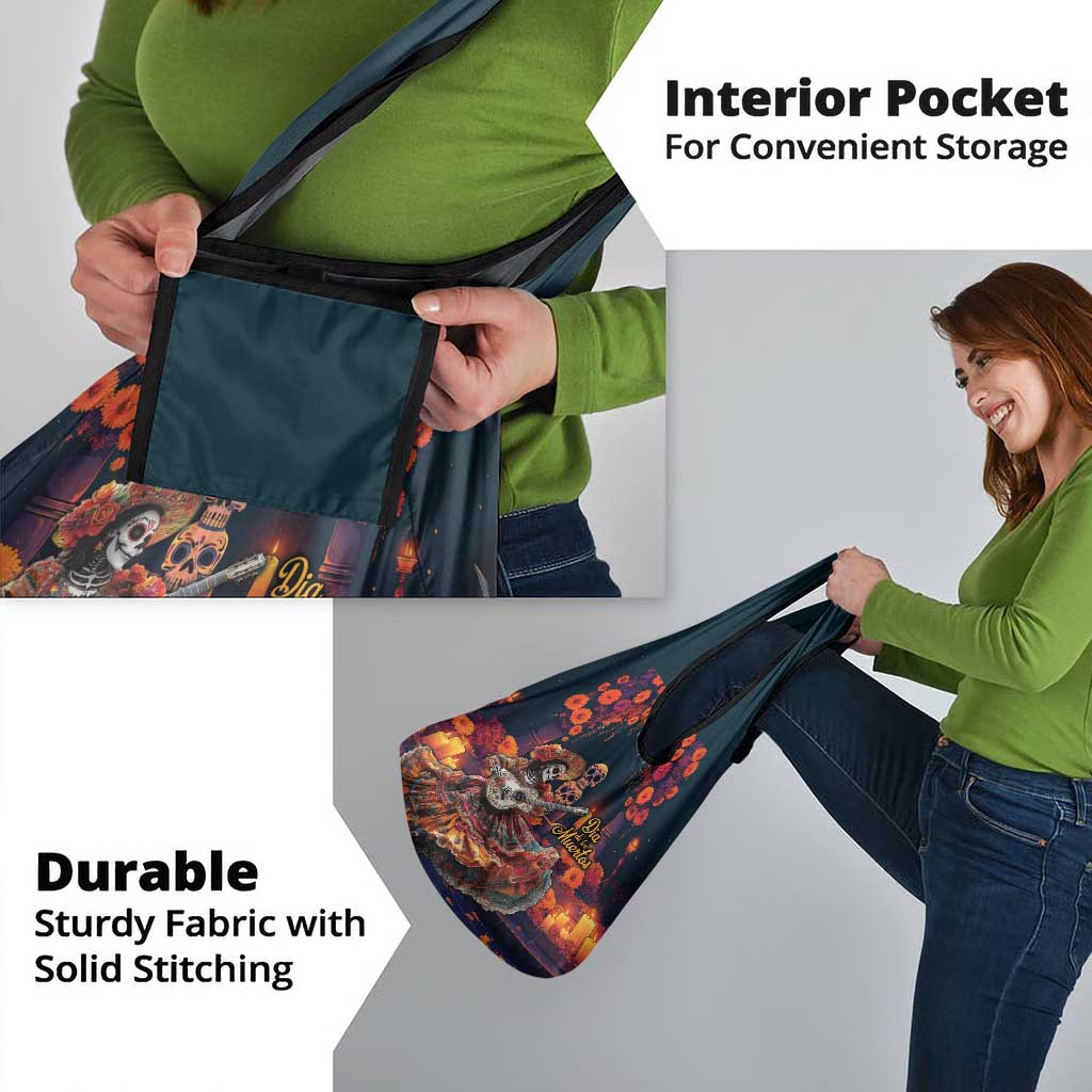 Mexican La Catrina Skeletons Dancing Grocery Bag Dia de Los Muertos Verion 1