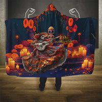 Mexican La Catrina Skeletons Dancing Hooded Blanket Dia de Los Muertos Verion 1