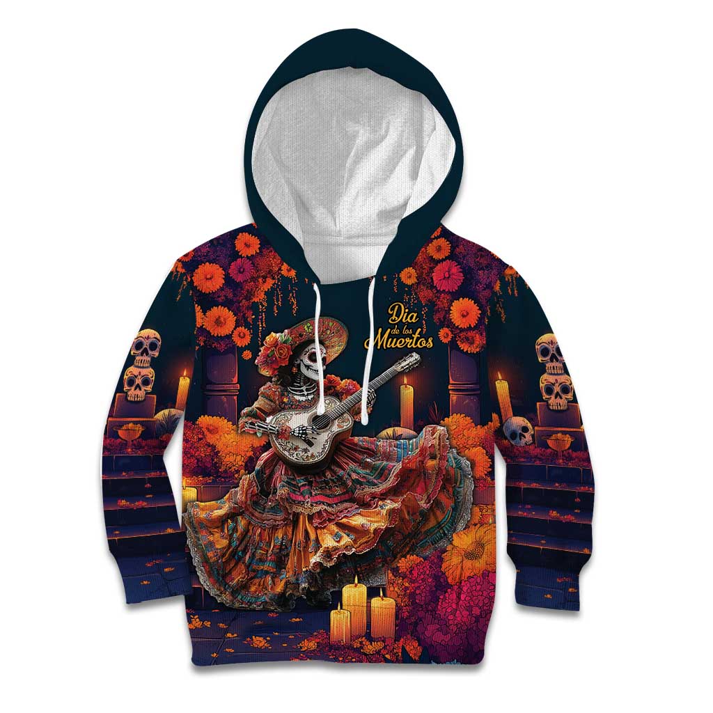 Mexican La Catrina Skeletons Dancing Kid Hoodie Dia de Los Muertos Verion 1 - Wonder Print Shop