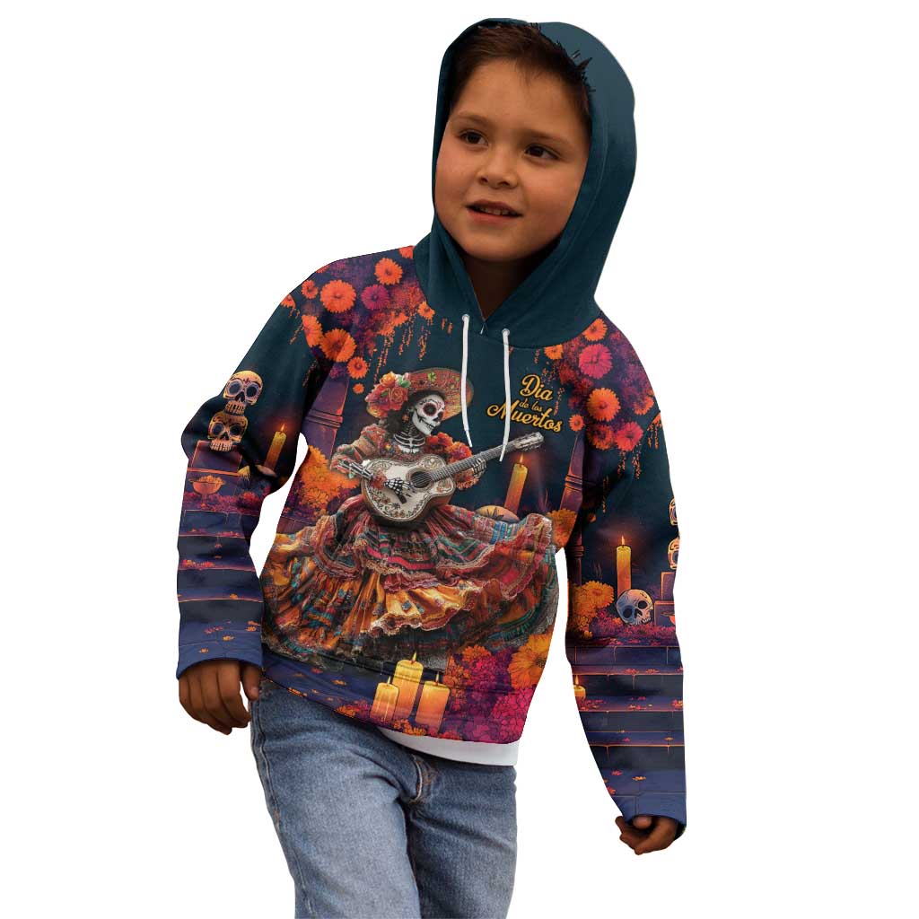 Mexican La Catrina Skeletons Dancing Kid Hoodie Dia de Los Muertos Verion 1 - Wonder Print Shop