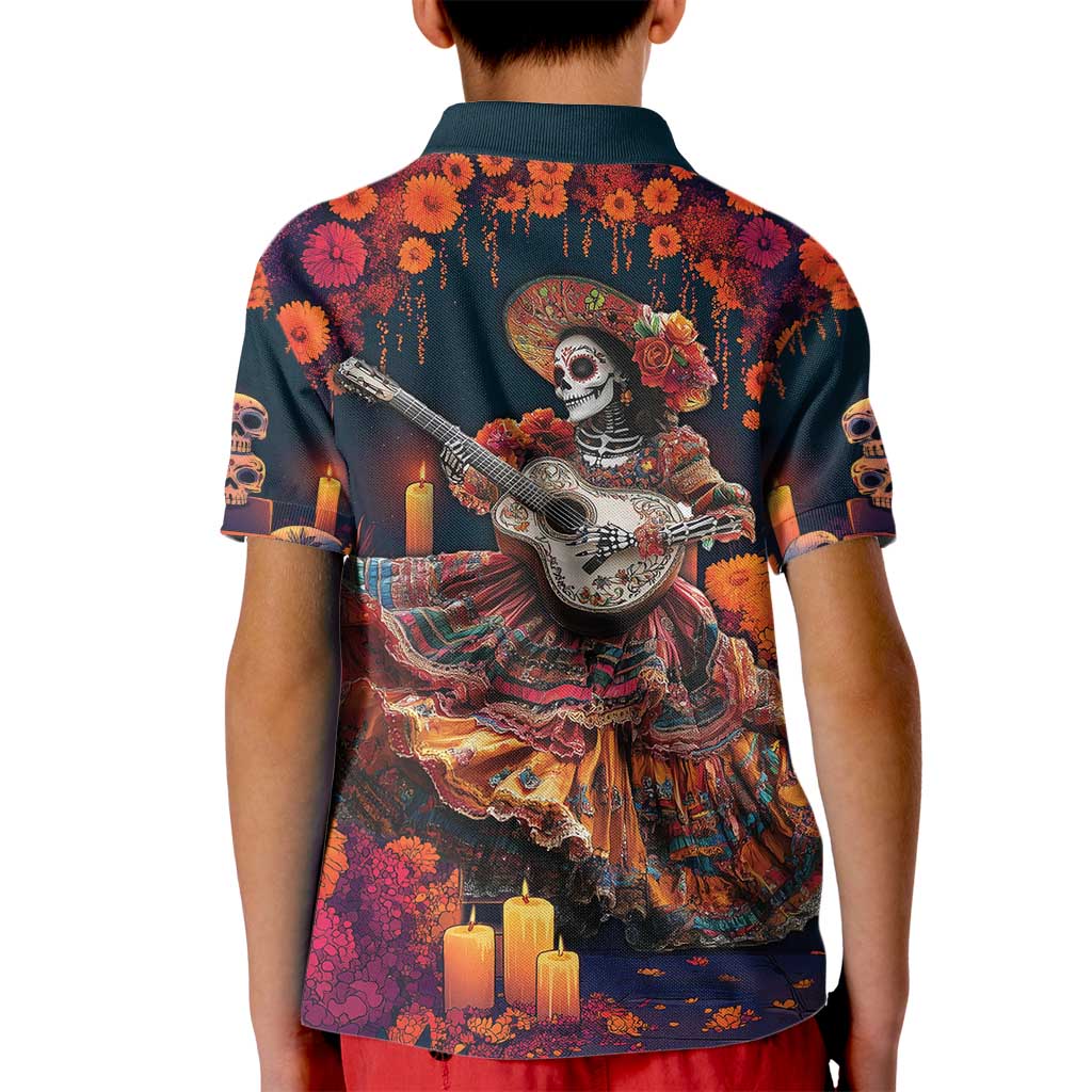 Mexican La Catrina Skeletons Dancing Kid Polo Shirt Dia de Los Muertos Verion 1 - Wonder Print Shop