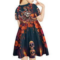 Mexican La Catrina Skeletons Dancing Kid Short Sleeve Dress Dia de Los Muertos Verion 1 - Wonder Print Shop