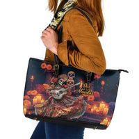 Mexican La Catrina Skeletons Dancing Leather Tote Bag Dia de Los Muertos Verion 1 - Wonder Print Shop