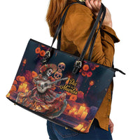 Mexican La Catrina Skeletons Dancing Leather Tote Bag Dia de Los Muertos Verion 1 - Wonder Print Shop