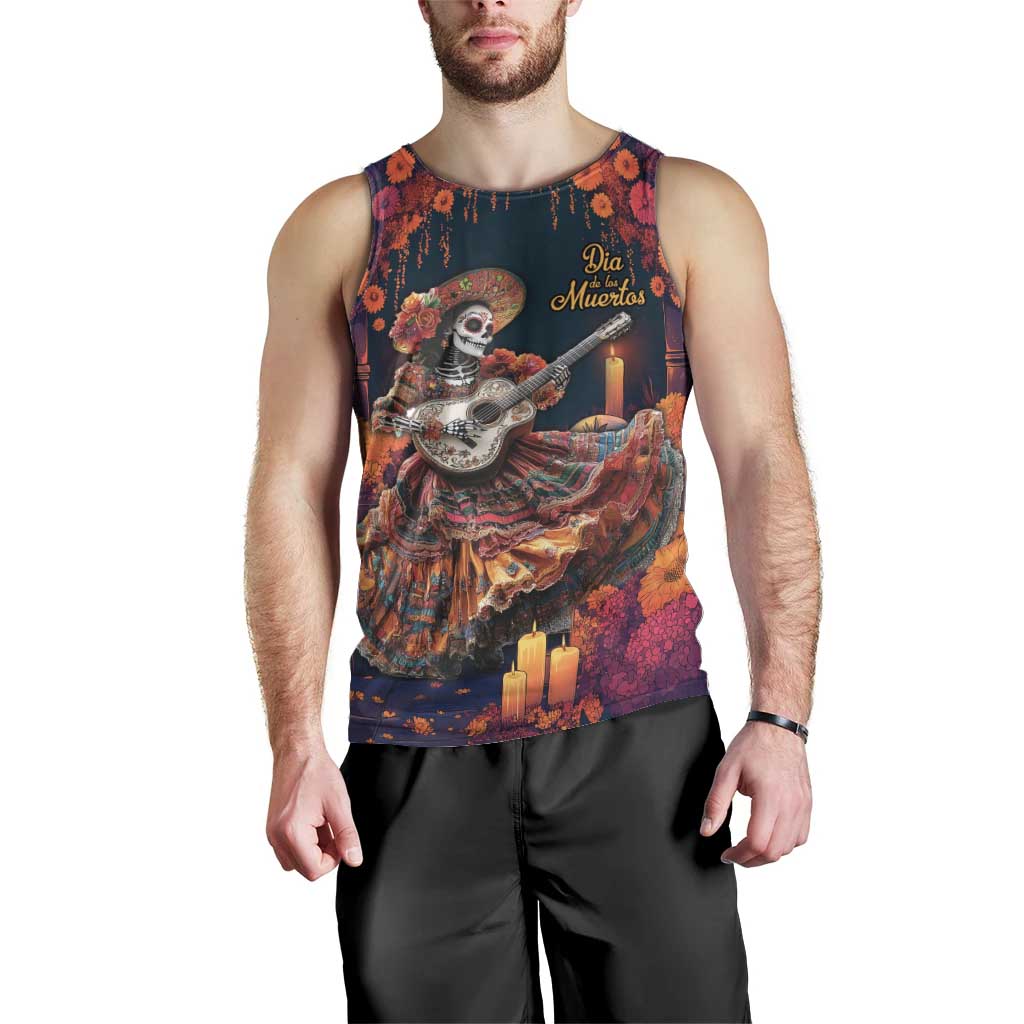Mexican La Catrina Skeletons Dancing Men Tank Top Dia de Los Muertos Verion 1 - Wonder Print Shop