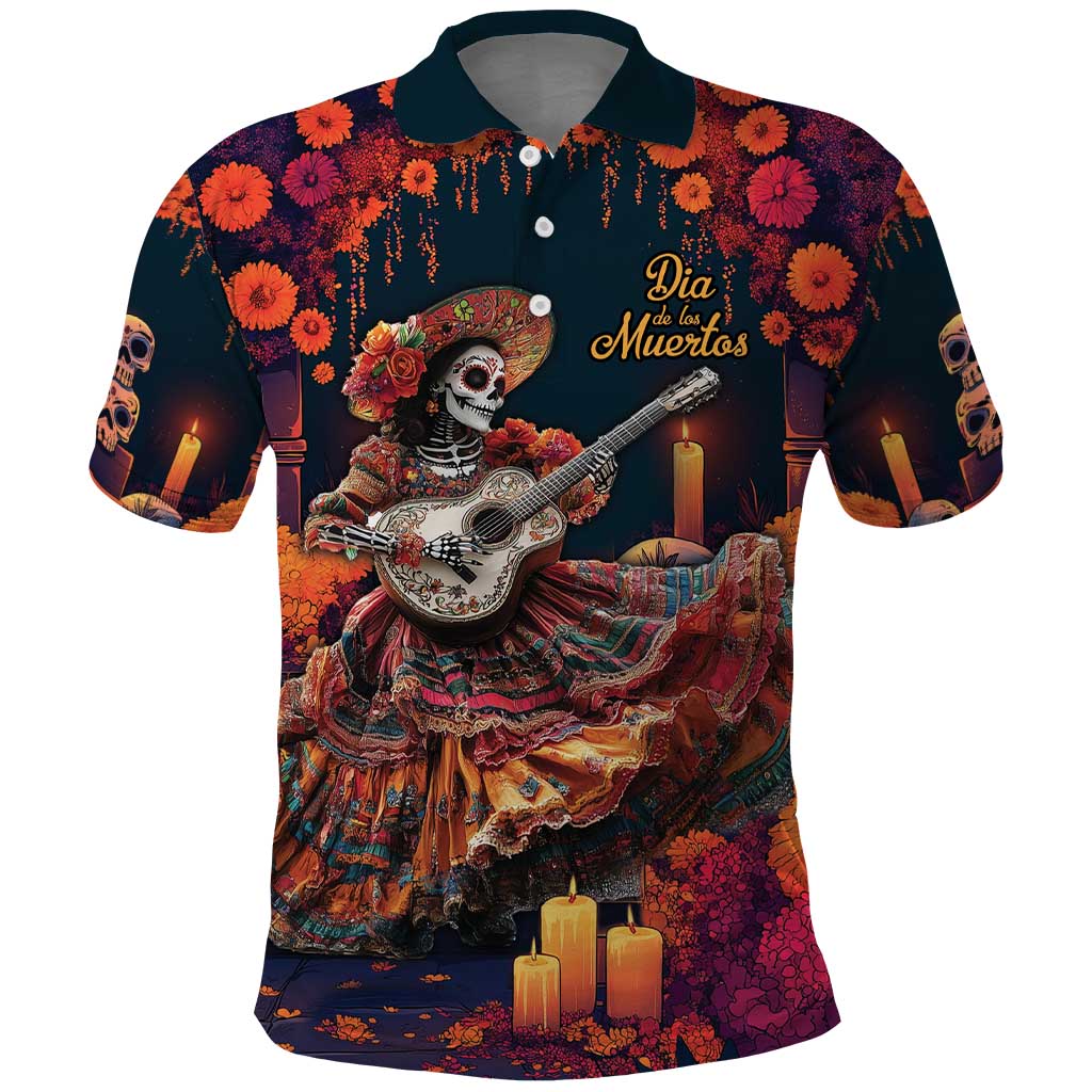 Mexican La Catrina Skeletons Dancing Polo Shirt Dia de Los Muertos Verion 1 - Wonder Print Shop