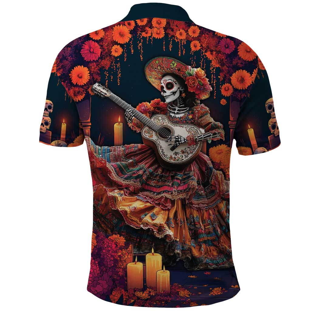 Mexican La Catrina Skeletons Dancing Polo Shirt Dia de Los Muertos Verion 1 - Wonder Print Shop