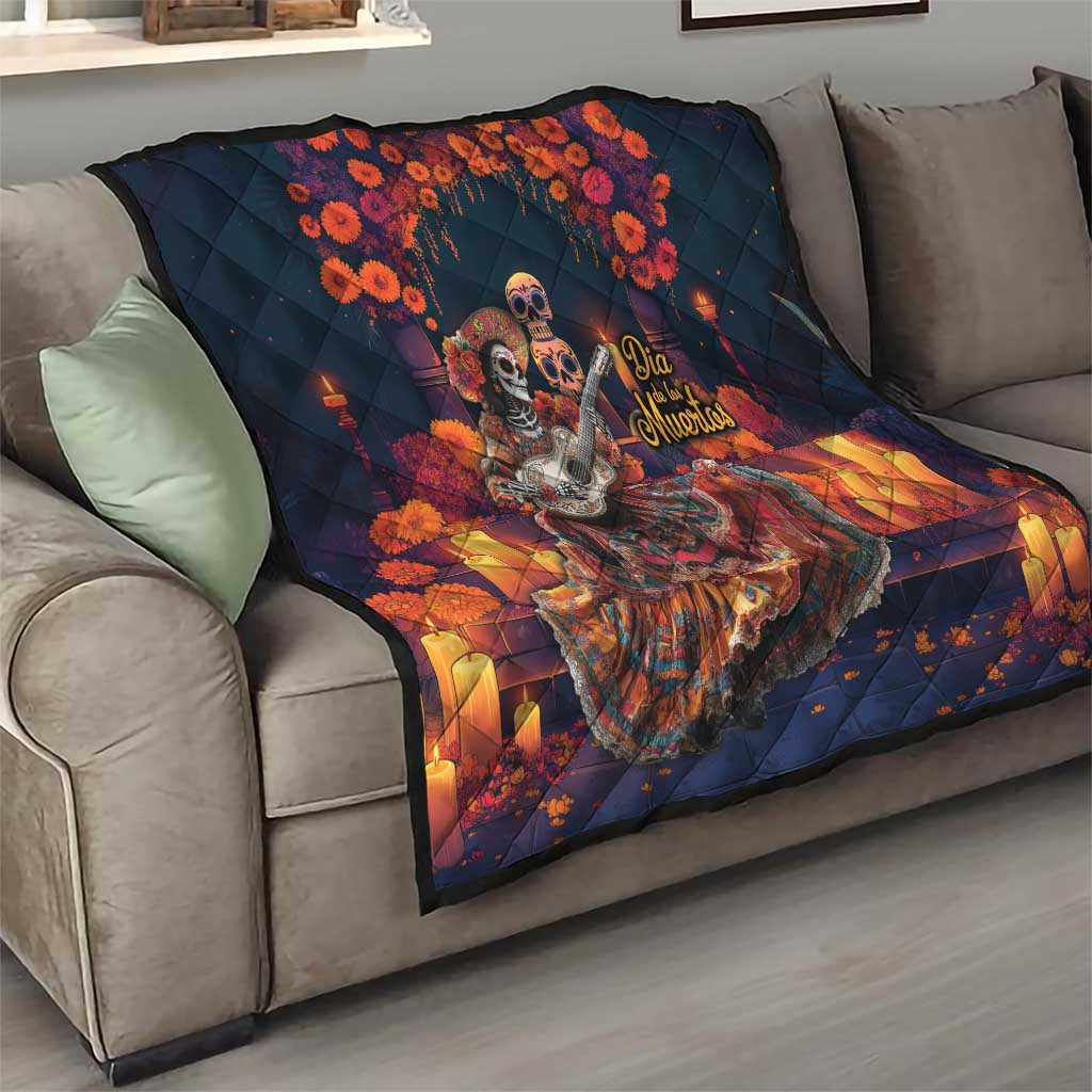 Mexican La Catrina Skeletons Dancing Quilt Dia de Los Muertos Verion 1 - Wonder Print Shop