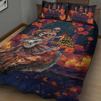 Mexican La Catrina Skeletons Dancing Quilt Bed Set Dia de Los Muertos Verion 1 - Wonder Print Shop