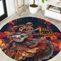 Mexican La Catrina Skeletons Dancing Round Carpet Dia de Los Muertos Verion 1