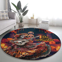 Mexican La Catrina Skeletons Dancing Round Carpet Dia de Los Muertos Verion 1