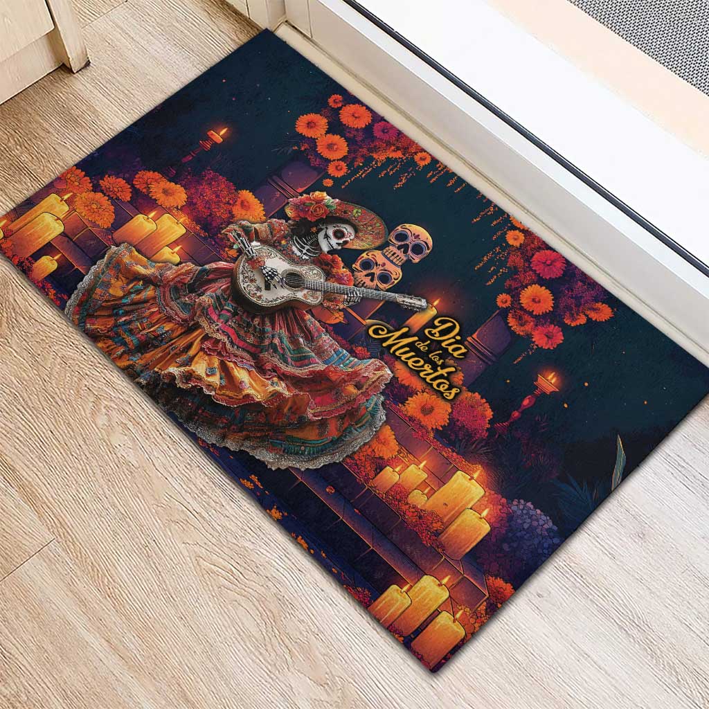 Mexican La Catrina Skeletons Dancing Rubber Doormat Dia de Los Muertos Verion 1 - Wonder Print Shop