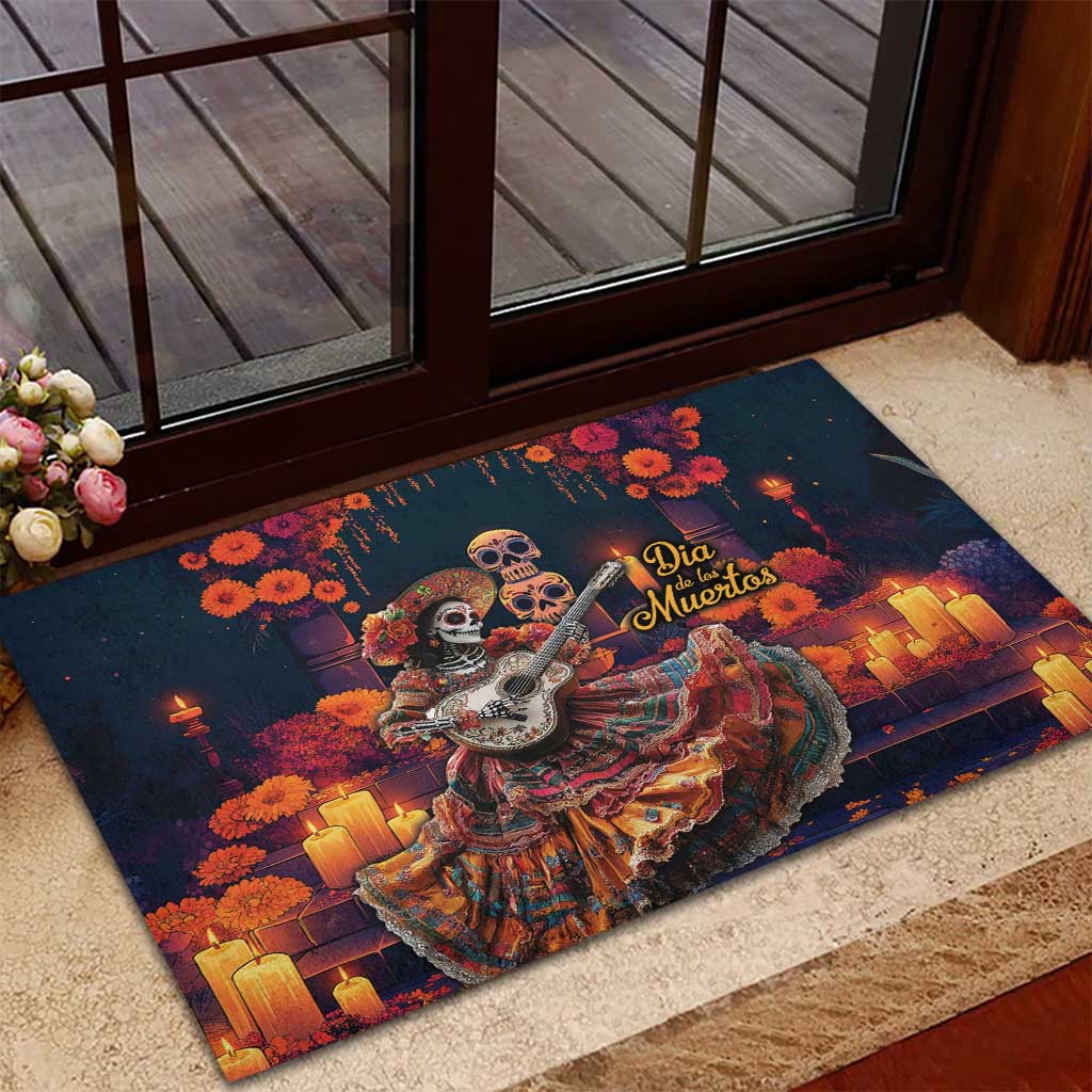 Mexican La Catrina Skeletons Dancing Rubber Doormat Dia de Los Muertos Verion 1 - Wonder Print Shop