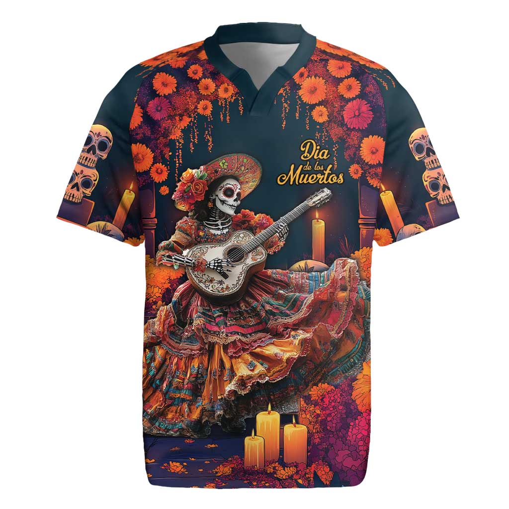 Mexican La Catrina Skeletons Dancing Rugby Jersey Dia de Los Muertos Verion 1 - Wonder Print Shop
