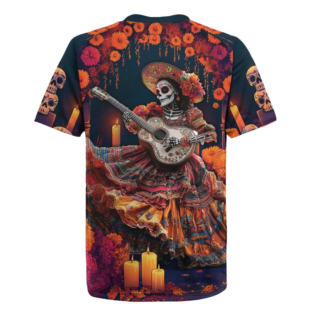 Mexican La Catrina Skeletons Dancing Rugby Jersey Dia de Los Muertos Verion 1 - Wonder Print Shop