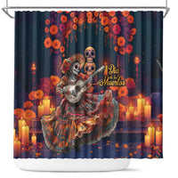 Mexican La Catrina Skeletons Dancing Shower Curtain Dia de Los Muertos Verion 1