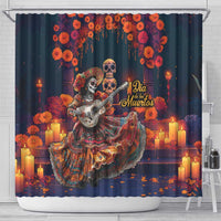 Mexican La Catrina Skeletons Dancing Shower Curtain Dia de Los Muertos Verion 1