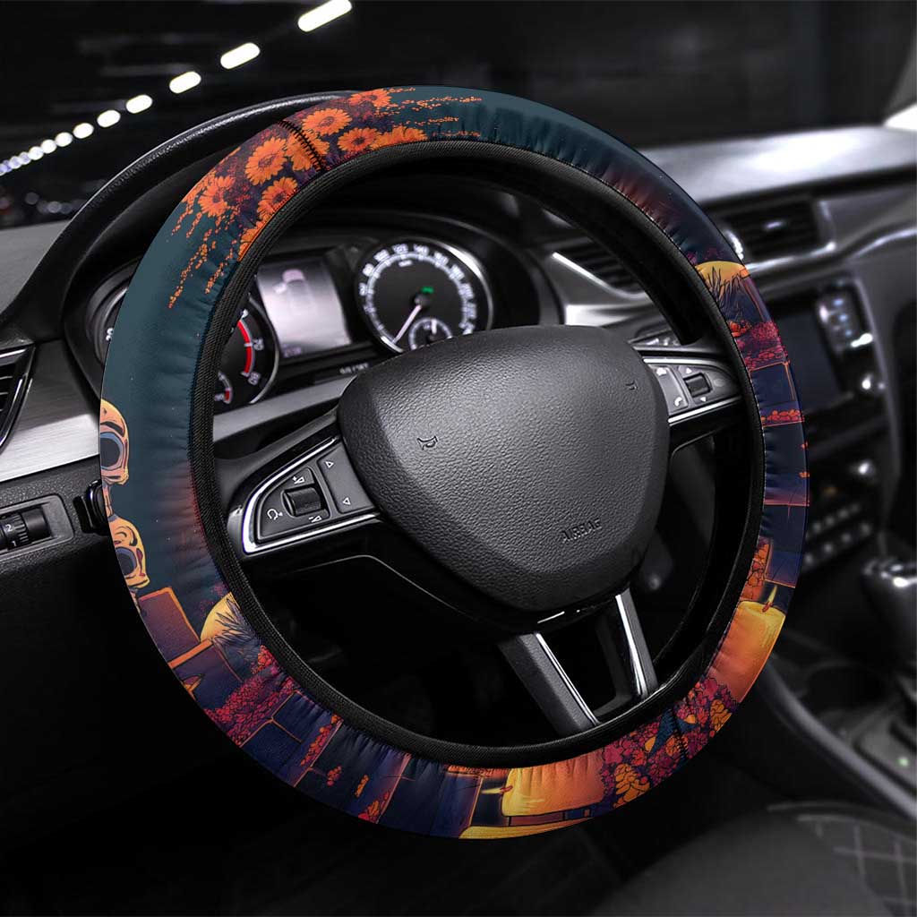 Mexican La Catrina Skeletons Dancing Steering Wheel Cover Dia de Los Muertos Verion 1 - Wonder Print Shop