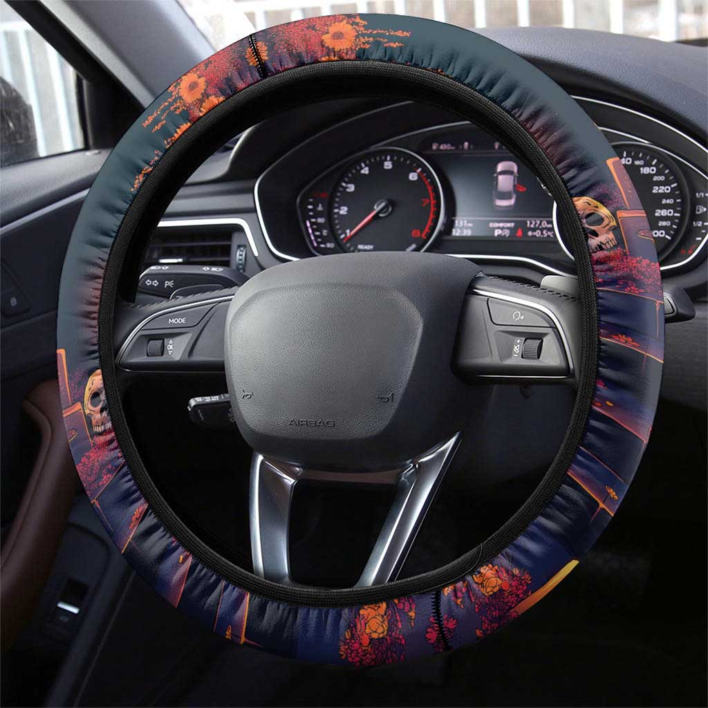 Mexican La Catrina Skeletons Dancing Steering Wheel Cover Dia de Los Muertos Verion 1 - Wonder Print Shop
