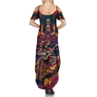 Mexican La Catrina Skeletons Dancing Summer Maxi Dress Dia de Los Muertos Verion 1 - Wonder Print Shop