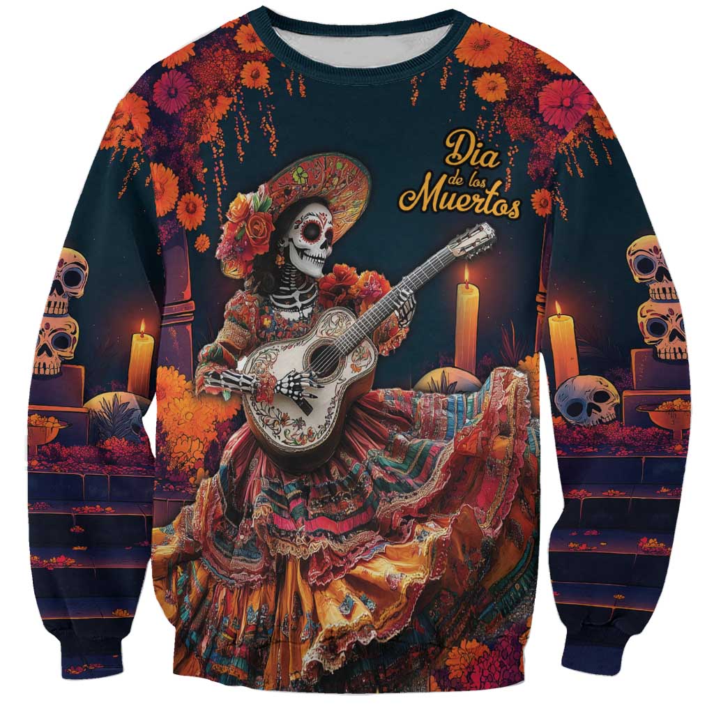 Mexican La Catrina Skeletons Dancing Sweatshirt Dia de Los Muertos Verion 1 - Wonder Print Shop