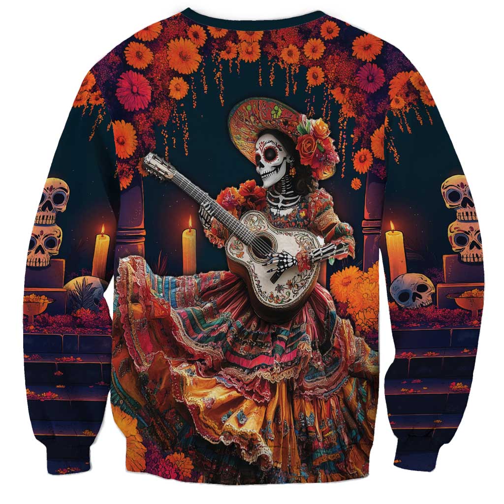 Mexican La Catrina Skeletons Dancing Sweatshirt Dia de Los Muertos Verion 1 - Wonder Print Shop