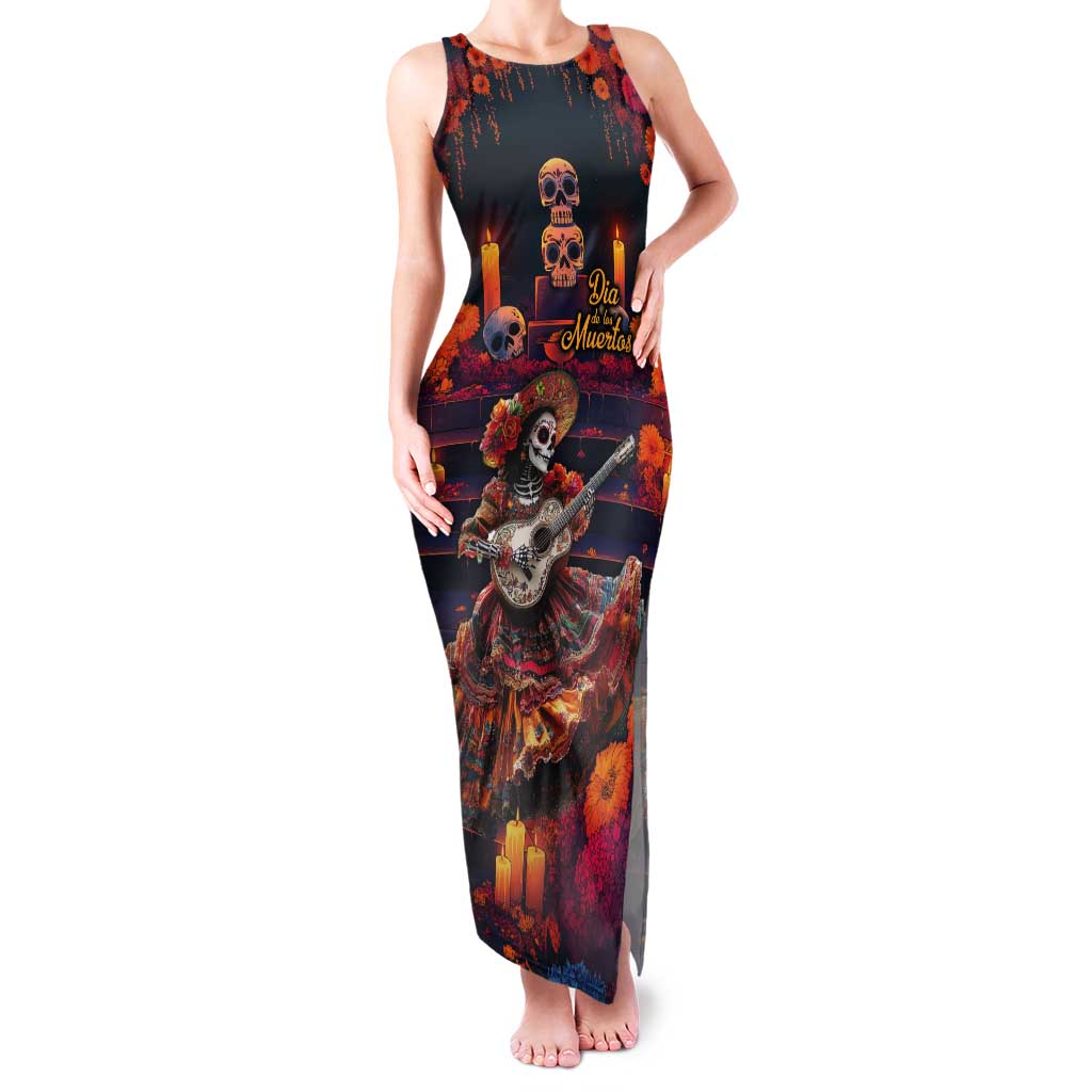 Mexican La Catrina Skeletons Dancing Tank Maxi Dress Dia de Los Muertos Verion 1 - Wonder Print Shop