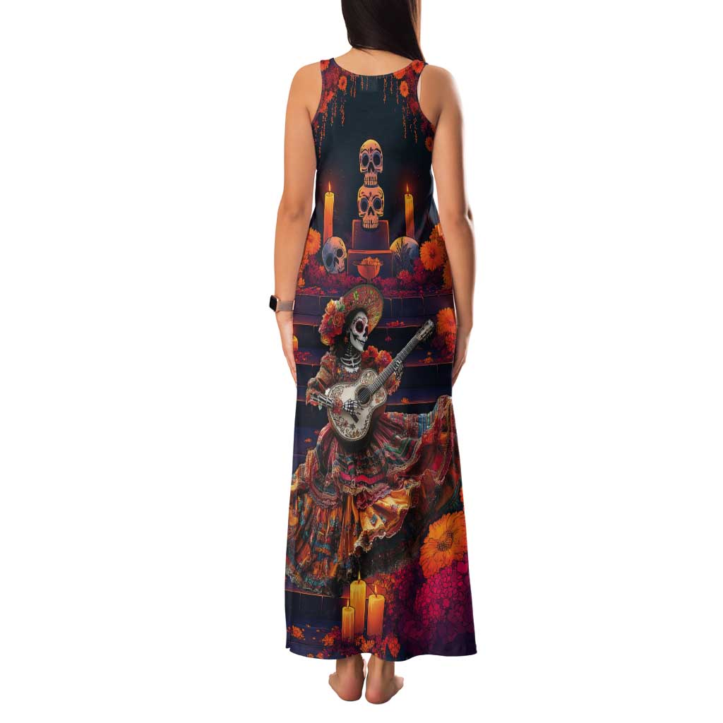 Mexican La Catrina Skeletons Dancing Tank Maxi Dress Dia de Los Muertos Verion 1 - Wonder Print Shop