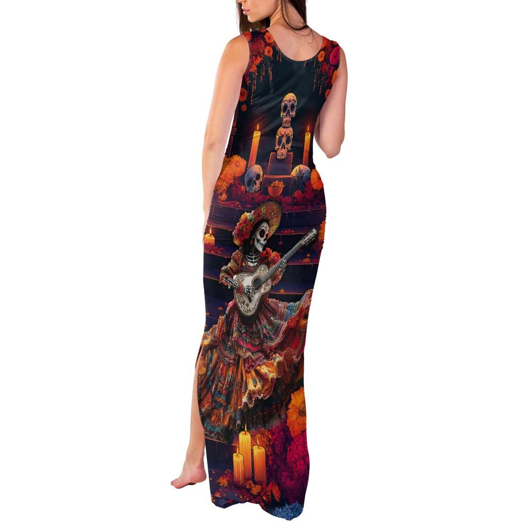 Mexican La Catrina Skeletons Dancing Tank Maxi Dress Dia de Los Muertos Verion 1 - Wonder Print Shop