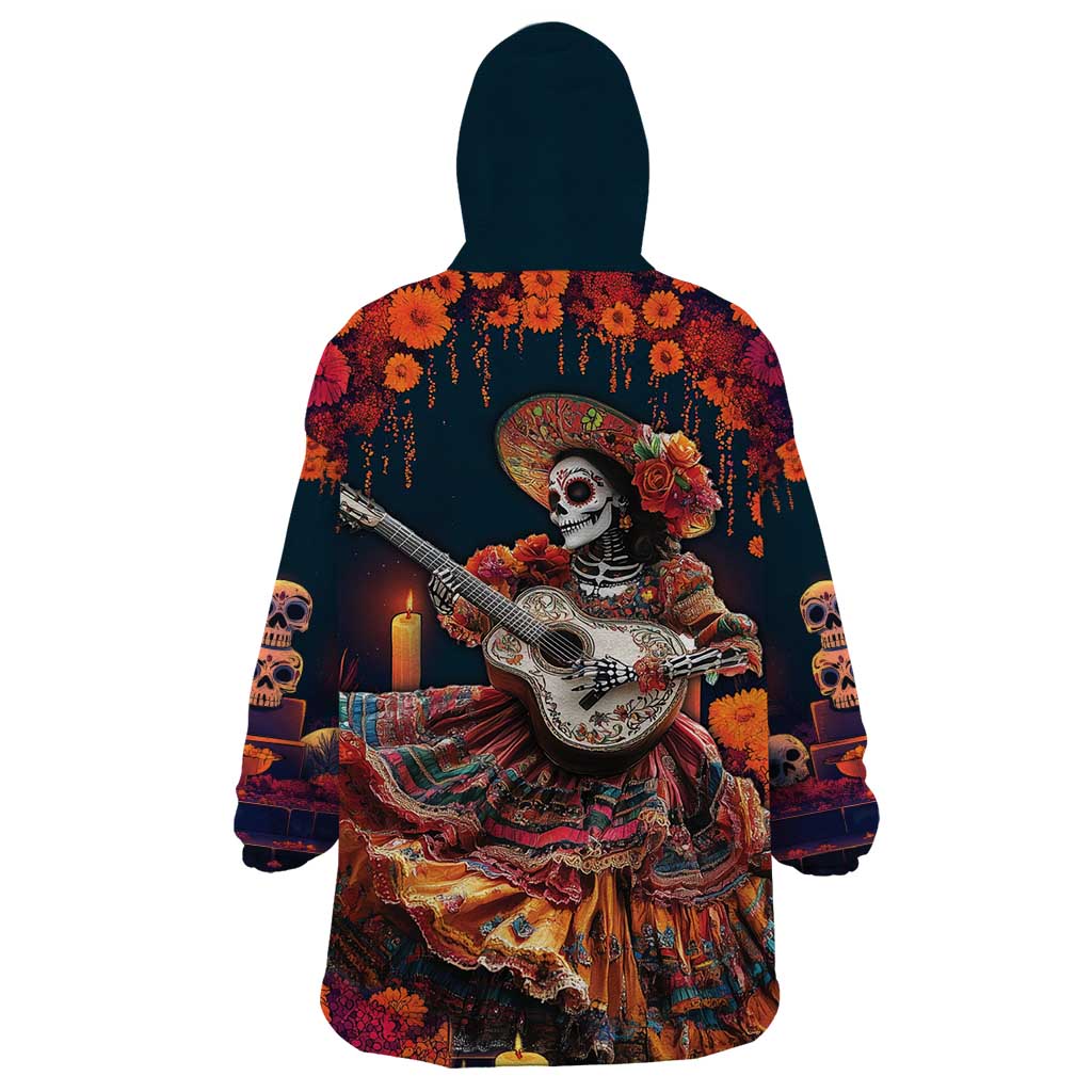 Mexican La Catrina Skeletons Dancing Wearable Blanket Hoodie Dia de Los Muertos Verion 1 - Wonder Print Shop