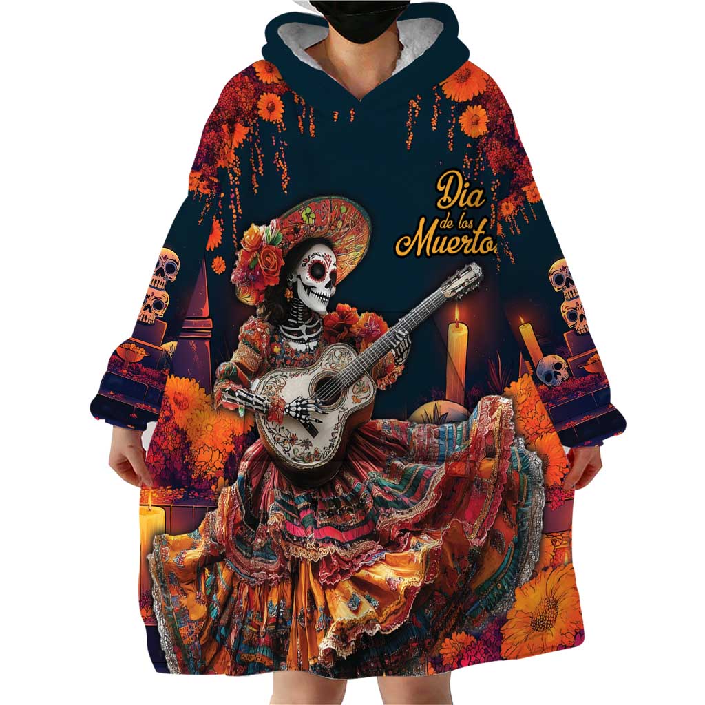 Mexican La Catrina Skeletons Dancing Wearable Blanket Hoodie Dia de Los Muertos Verion 1 - Wonder Print Shop