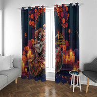Mexican La Catrina Skeletons Dancing Window Curtain Dia de Los Muertos Verion 1 - Wonder Print Shop