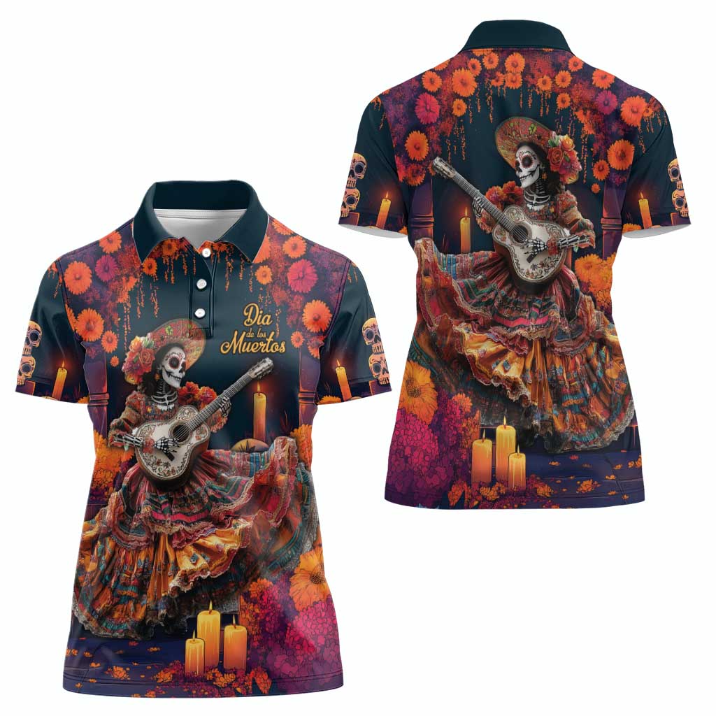 Mexican La Catrina Skeletons Dancing Women Polo Shirt Dia de Los Muertos Verion 1 - Wonder Print Shop