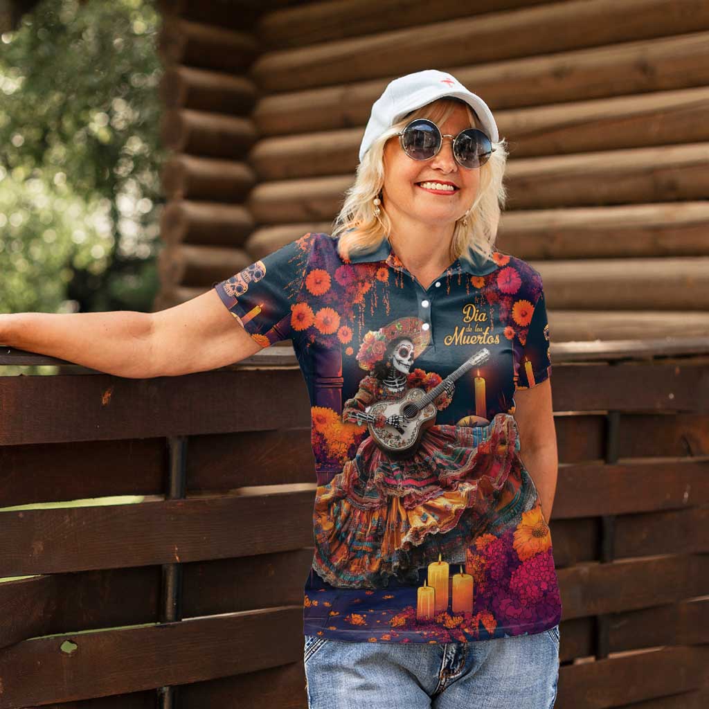 Mexican La Catrina Skeletons Dancing Women Polo Shirt Dia de Los Muertos Verion 1 - Wonder Print Shop