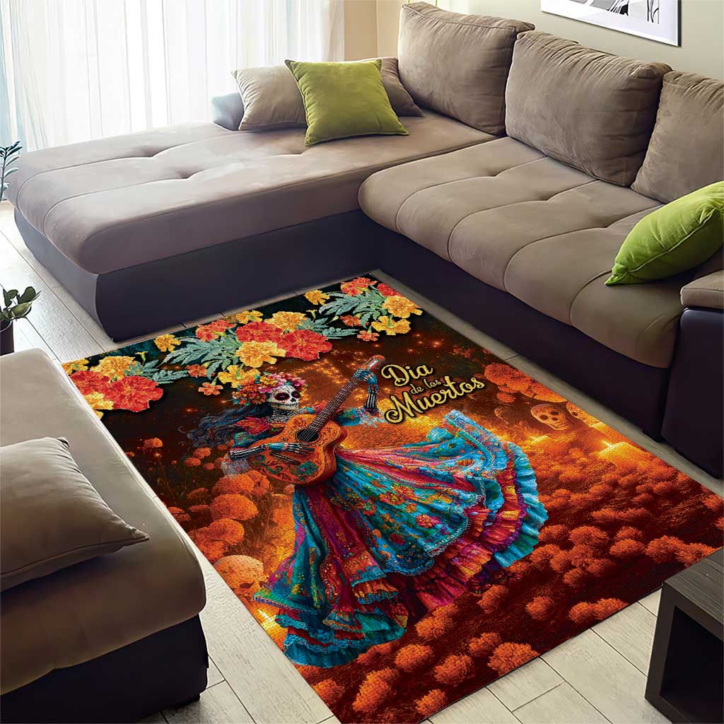 Mexican La Catrina Skeletons Dancing Area Rug Dia de Los Muertos Verion 2 LT9 - Wonder Print Shop