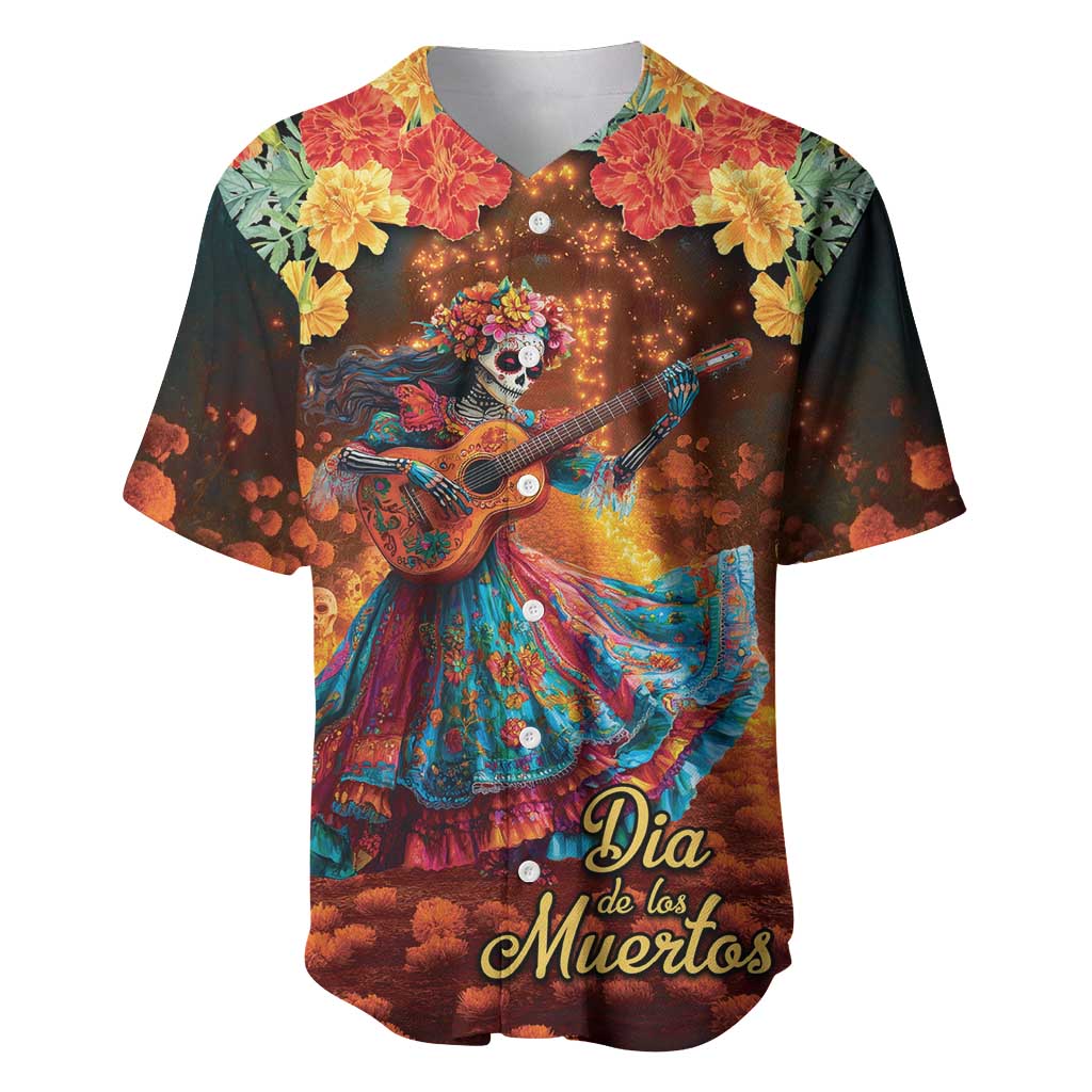 Mexican La Catrina Skeletons Dancing Baseball Jersey Dia de Los Muertos Verion 2 LT9 - Wonder Print Shop