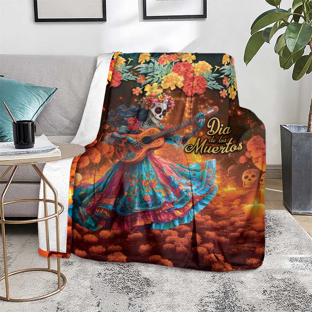 Mexican La Catrina Skeletons Dancing Blanket Dia de Los Muertos Verion 2