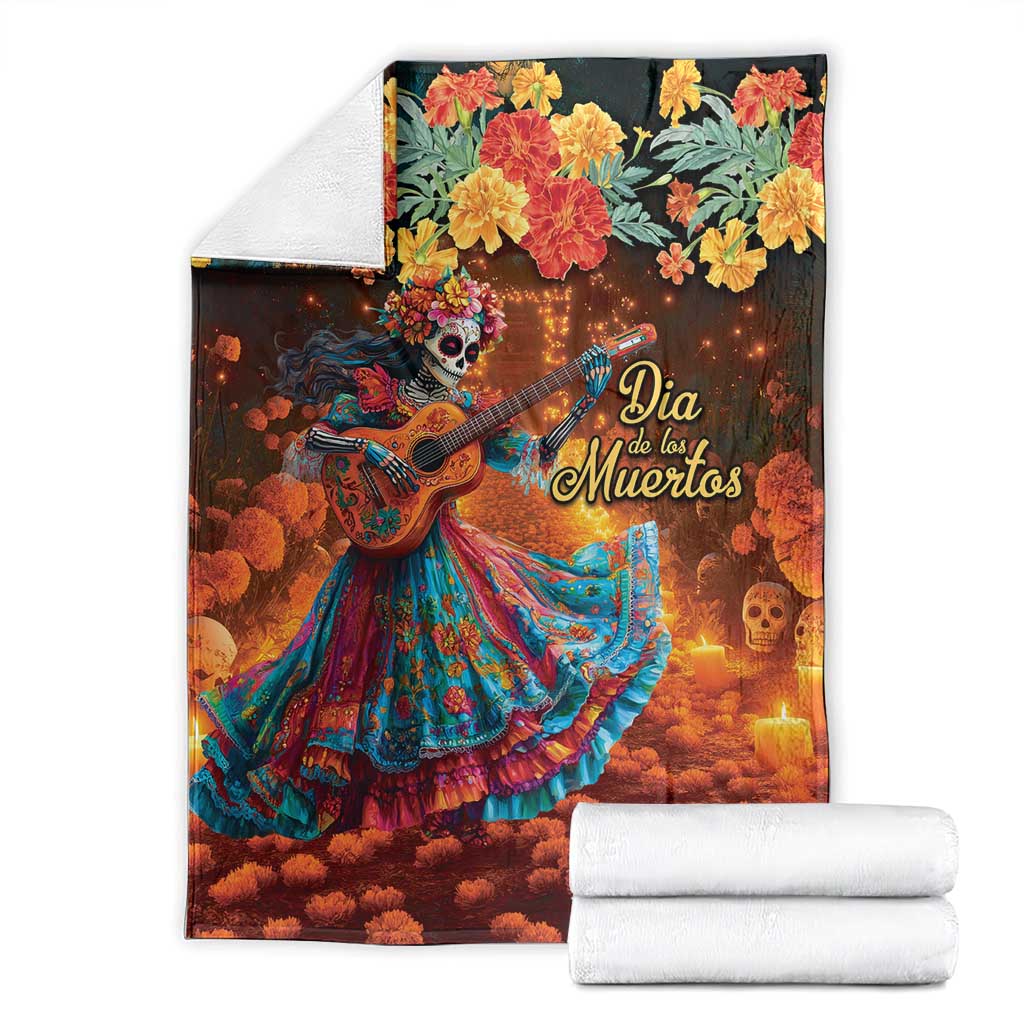 Mexican La Catrina Skeletons Dancing Blanket Dia de Los Muertos Verion 2