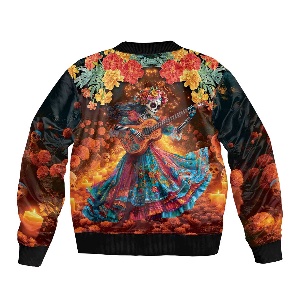 Mexican La Catrina Skeletons Dancing Bomber Jacket Dia de Los Muertos Verion 2 LT9 - Wonder Print Shop