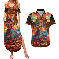 Mexican La Catrina Skeletons Dancing Couples Matching Summer Maxi Dress and Hawaiian Shirt Dia de Los Muertos Verion 2 LT9 - Wonder Print Shop