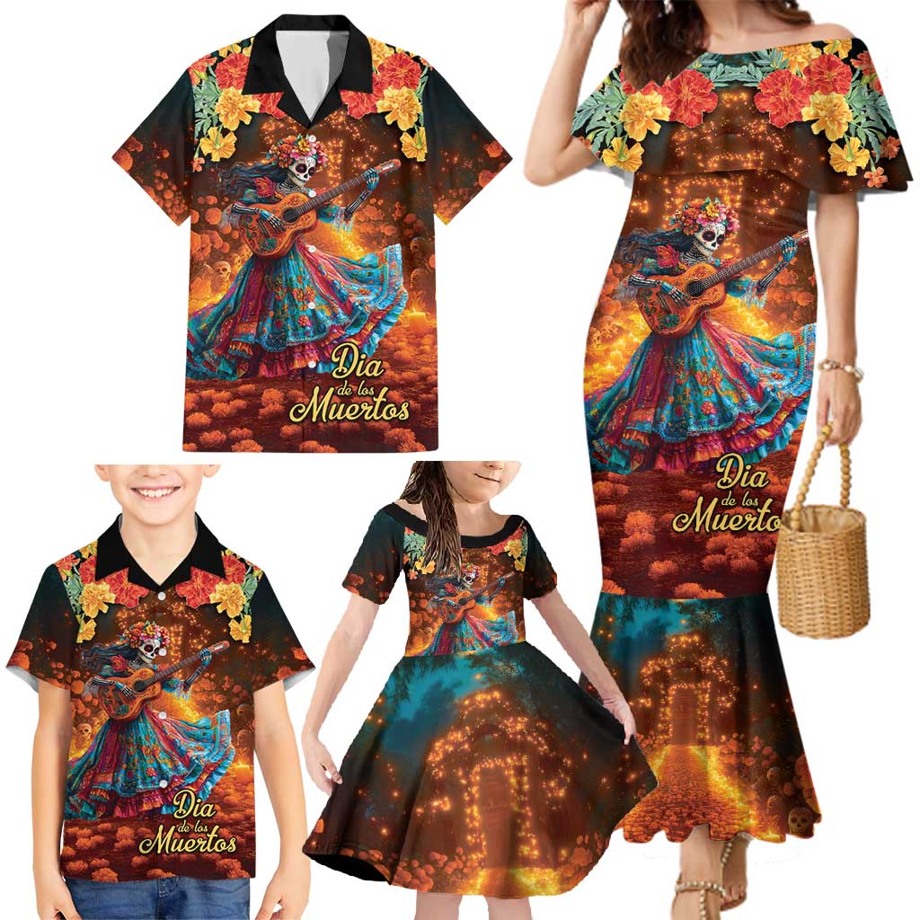 Mexican La Catrina Skeletons Dancing Family Matching Mermaid Dress and Hawaiian Shirt Dia de Los Muertos Verion 2 LT9 - Wonder Print Shop